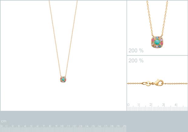 Collar Chapado Oro 18k. 3 Micras. Circonita. Piedra Color - 9z7382945