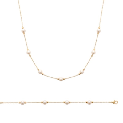 BRACELET PL-OR 750 3MIC PERLES IMIT