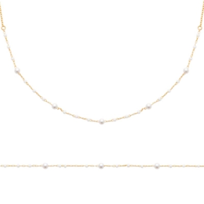 BRACELET PL-OR 750 3MIC PERLES IMIT