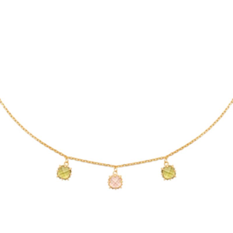 Collar Chapado Oro 18k. 3 Micras. Piedra Color - 9z7419645