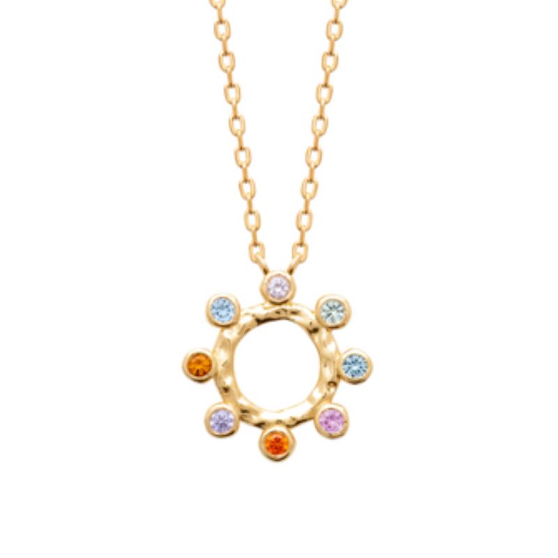 Collar Chapado Oro 18k. 3 Micras. Piedra Color - 9z7420945