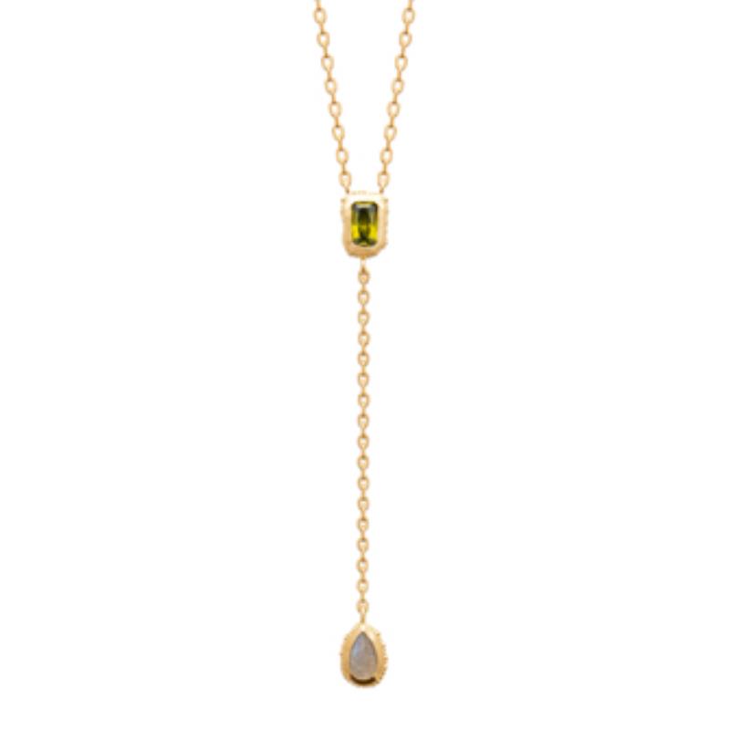 Collar y Brazalete Chapado Oro 18k. 3 Micras. Piedra Color - 9z7423945