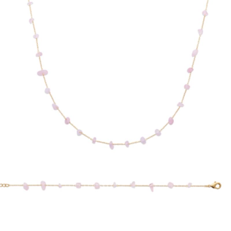 COLLIER PL-OR 750 3MIC QUARTZ ROSE