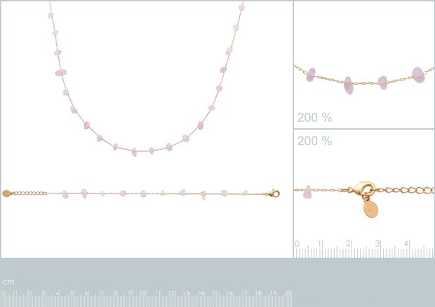 Collar Chapado Oro 18k. 3 Micras. Cuarzo Rosa - 9z7365445