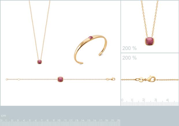 Pulsera. Collar. Brazalete Chapado Oro 18k. 3 Micras. Rodonita - 9z7366718