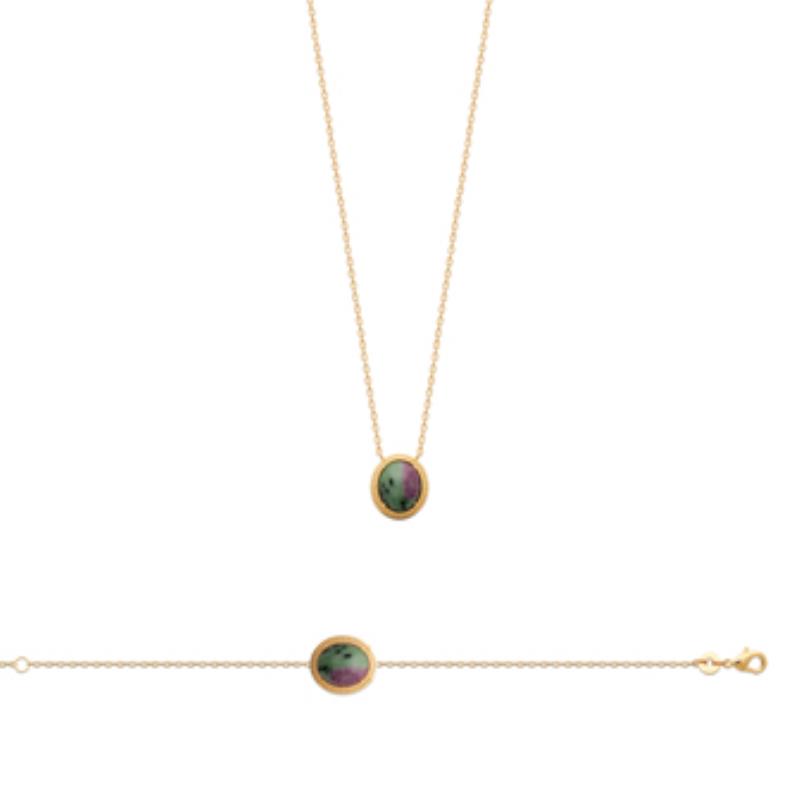 COLLIER PL-OR 750 3MIC RUBIS ZOISITE