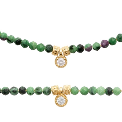 BRACELET PL-OR 750 3MIC RUBIS ZOISITE