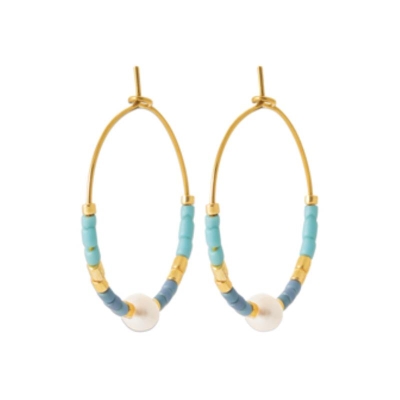 CREOLE ACIER PVD DORÉ PERLE DE CULTURE