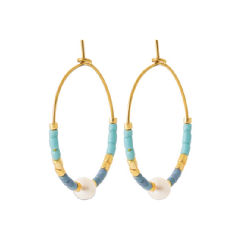 CREOLE ACIER PVD DORÉ PERLE DE CULTURE