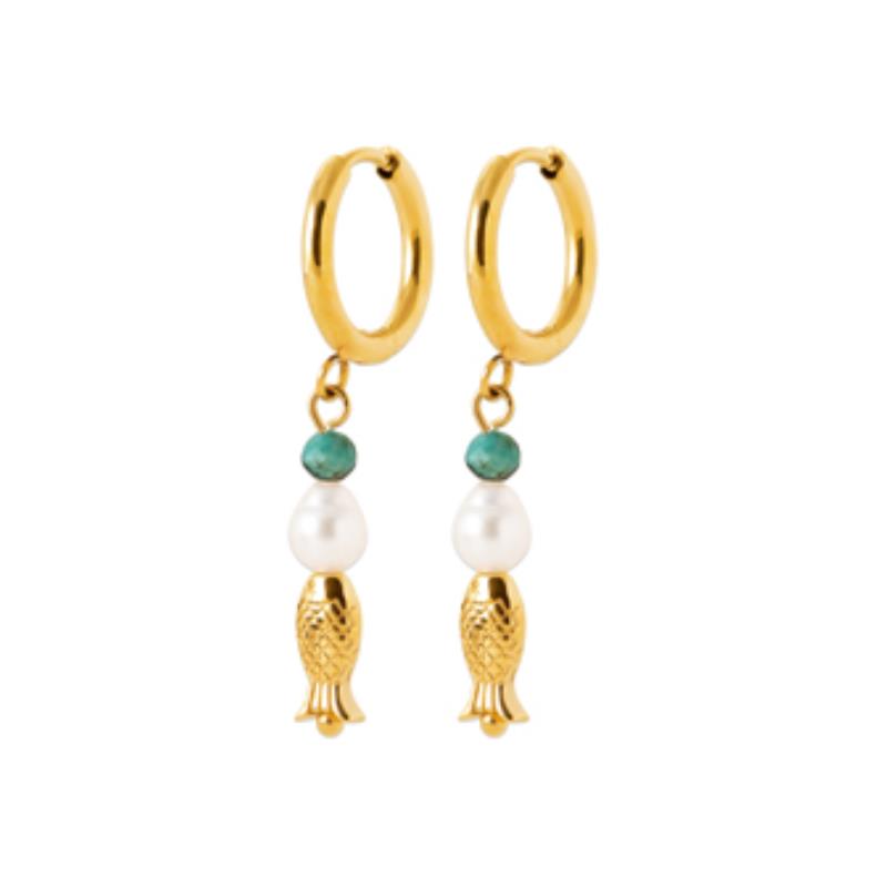 CREOLE ACIER PVD DORÉ PERLES IMIT