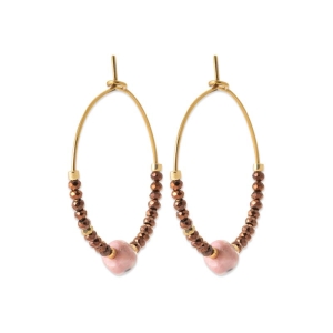 CREOLE ACIER PVD DORÉ RHODONITE