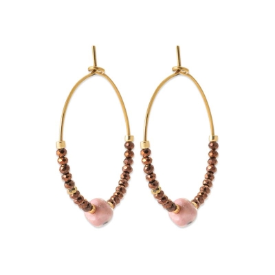 CREOLE ACIER PVD DORÉ RHODONITE