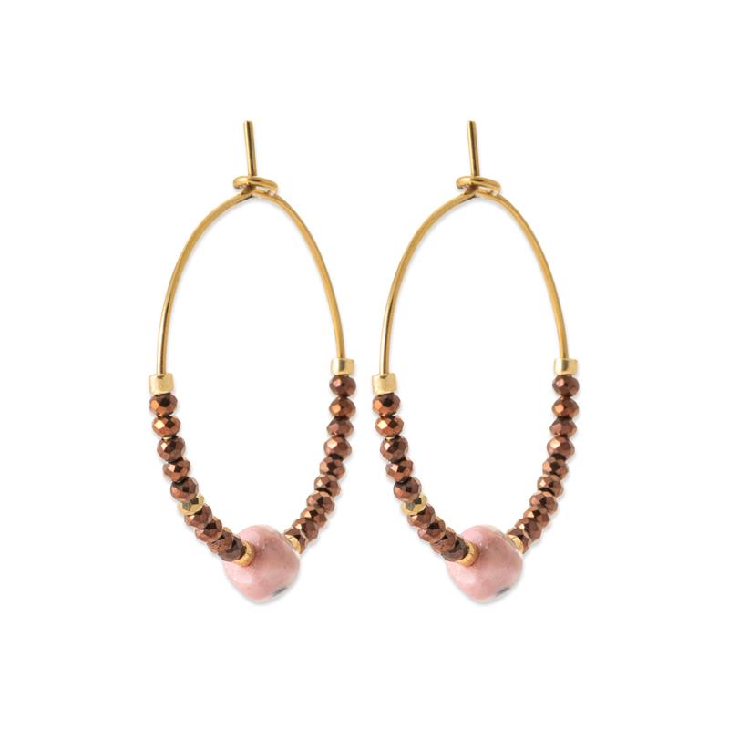 CREOLE ACIER PVD DORÉ RHODONITE