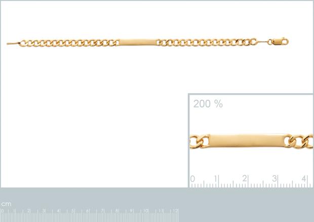 Pulsera placa[4 mm. Chapado Oro 18k. 3 Micras - 6z1400418