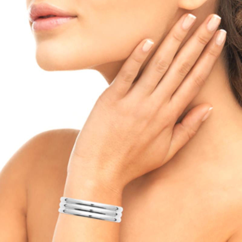 Brazalete Acero 316. Pvd Plateado - 3z1224466