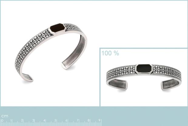 JONC ARGENT 925 AGATE NOIRE - 8z7341460