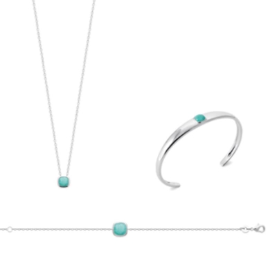 BRACELET ARGENT 925 RHODIE AMAZONITE
