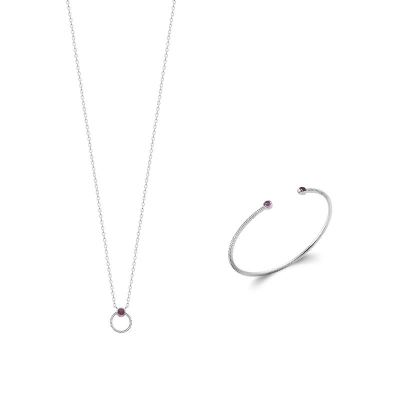COLLIER ARGENT 925 RHODIE AMETHYSTE