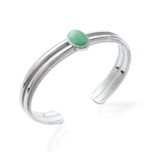 JONC ARGENT 925 RHODIE AVENTURINE