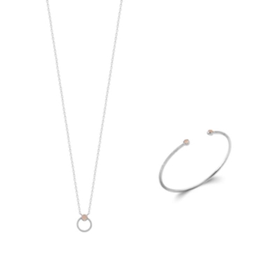 COLLIER ARGENT 925 RHODIE QUARTZ ROSE