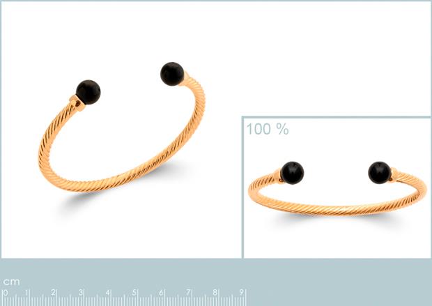 Brazalete Chapado Oro 18k. 3 micras. Agata Negra - 9z7341658